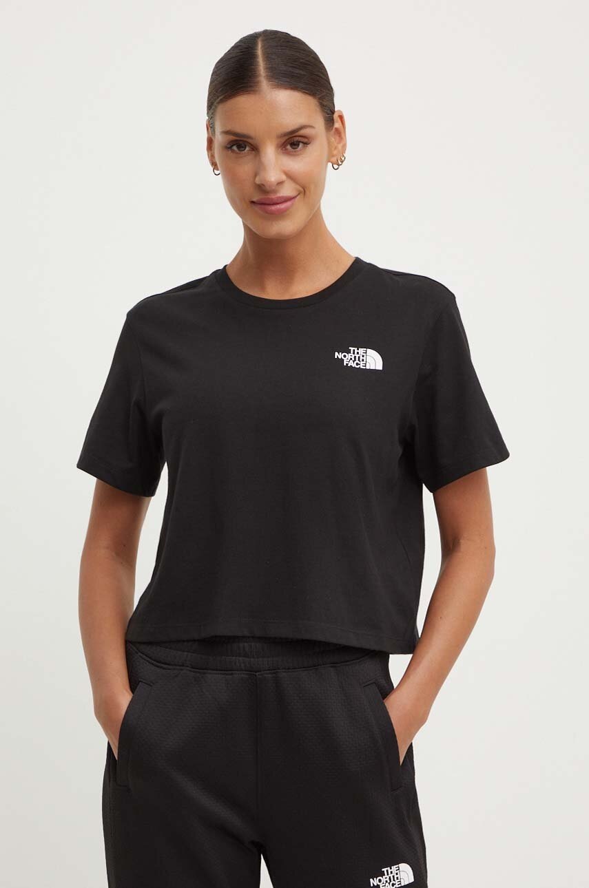 The North Face tricou W Simple Dome Cropped Slim Tee femei, culoarea negru, NF0A87U4JK31