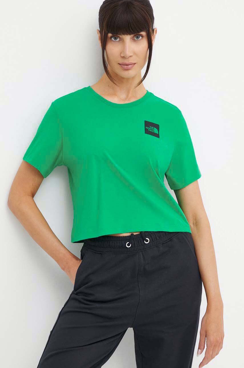 The North Face tricou din bumbac femei, culoarea verde, NF0A87NBPO81