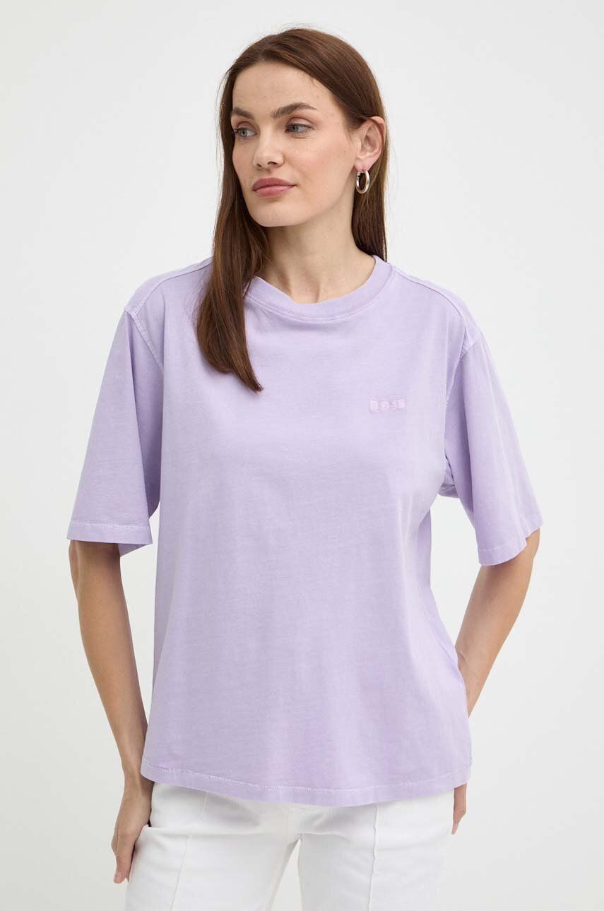 BOSS Orange tricou din bumbac femei, culoarea violet 50511711