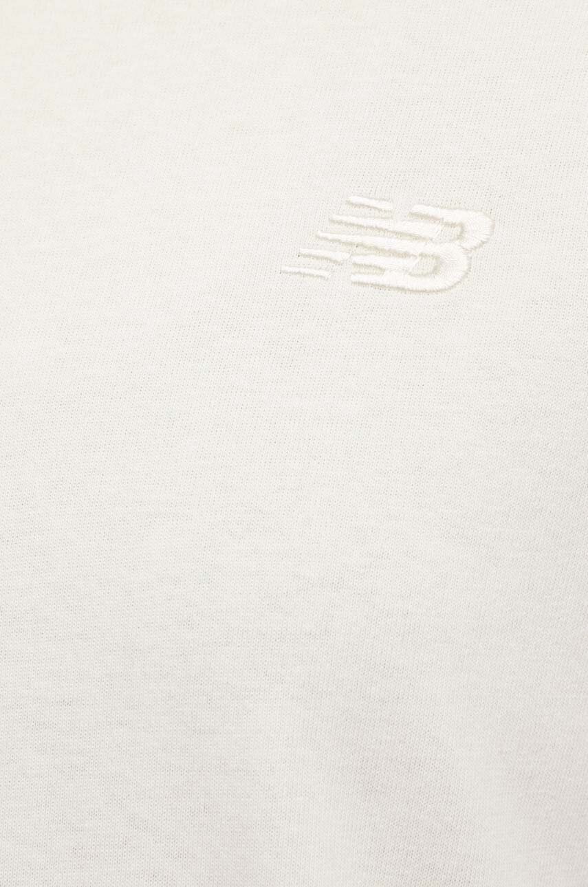 Βαμβακερό μπλουζάκι New Balance γυναικεία, χρώμα: μπεζ φωτογραφία