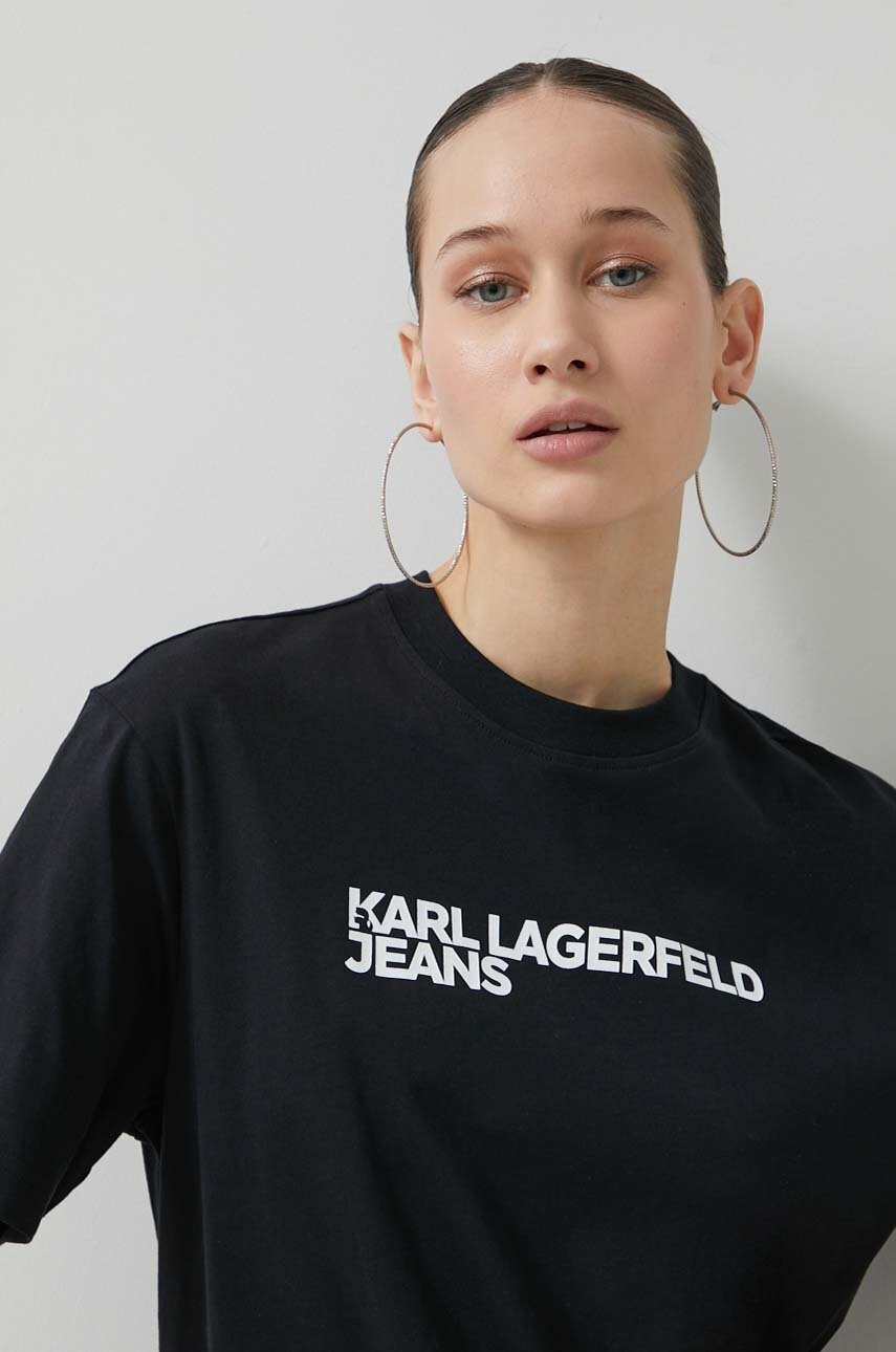 Karl Lagerfeld Jeans tricou din bumbac femei, culoarea negru