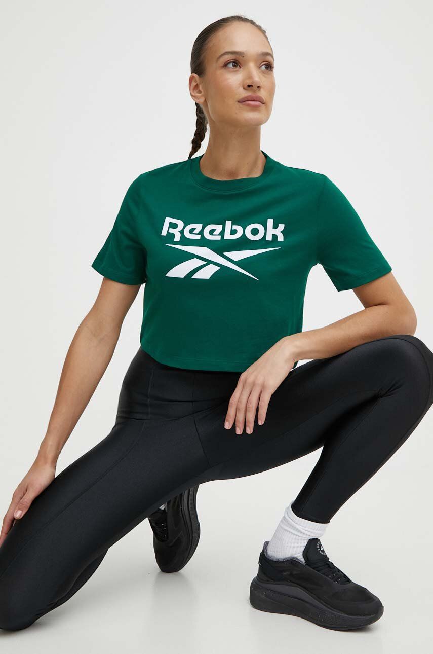 Reebok tricou din bumbac Identity femei, culoarea verde, 100076000
