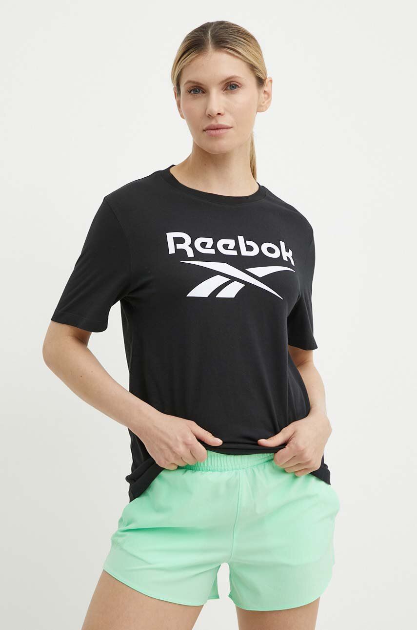 Reebok tricou din bumbac Identity femei, culoarea negru, 100034774