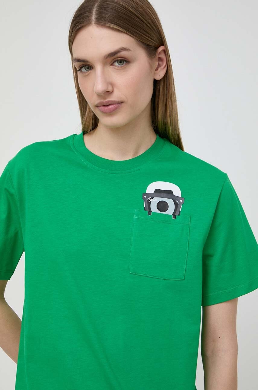 Karl Lagerfeld tricou din bumbac x Darcel Disappoints femei, culoarea verde