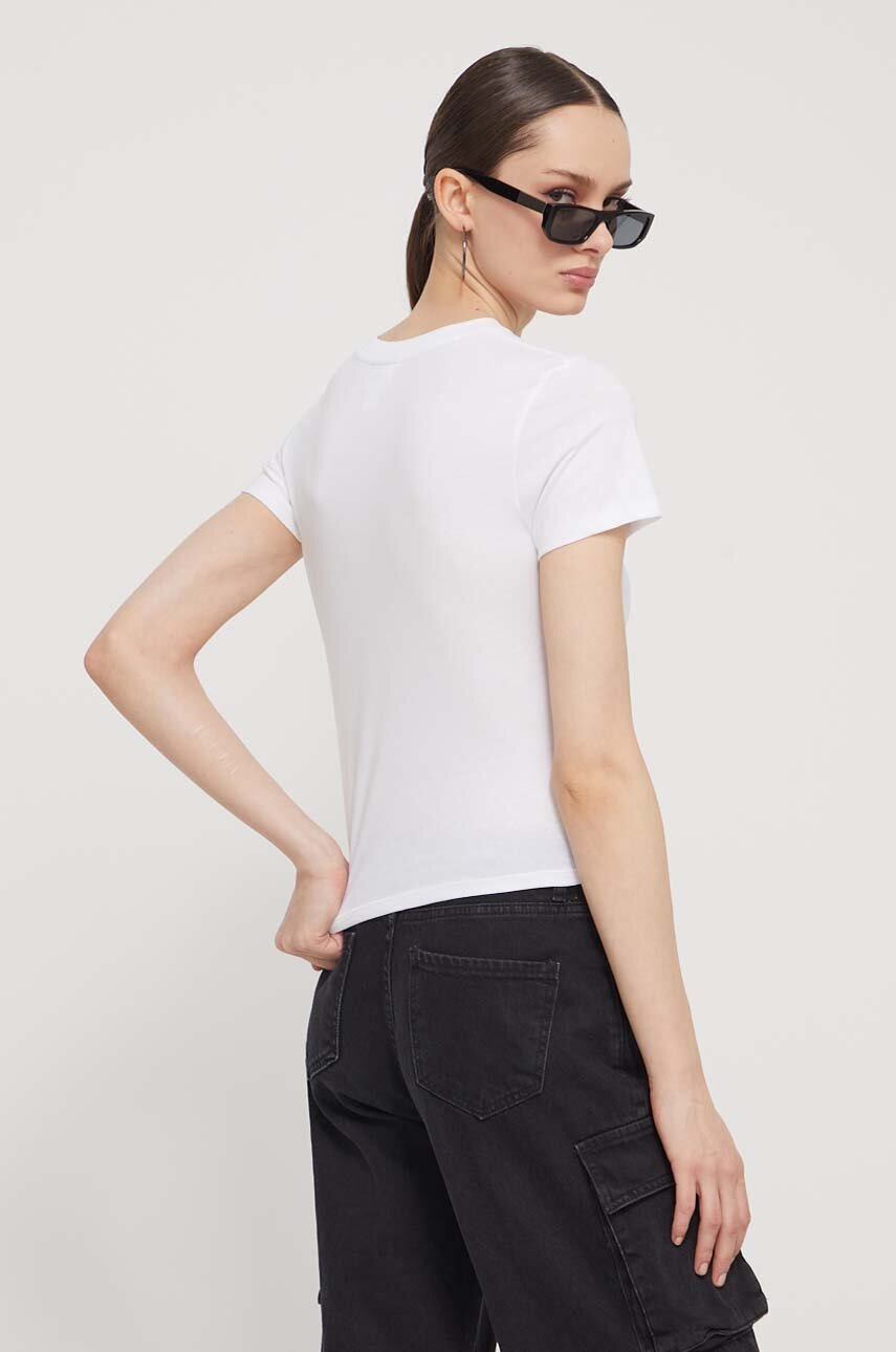 Βαμβακερό μπλουζάκι Guess Originals γυναικεία, χρώμα: άσπρο φωτογραφία