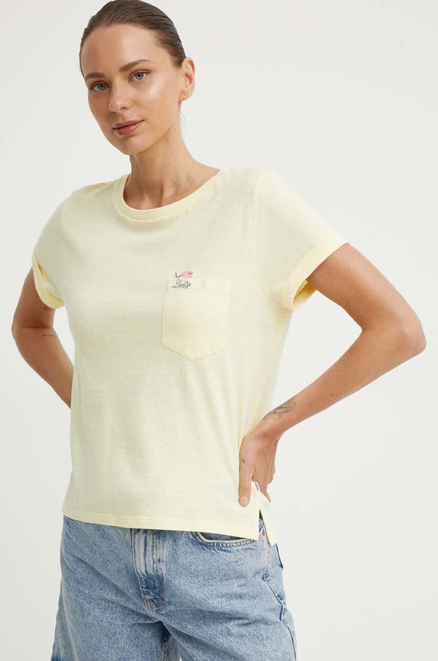 Levi's tricou din bumbac femei, culoarea galben