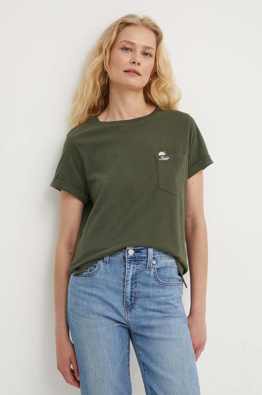 Levi's tricou din bumbac femei, culoarea verde