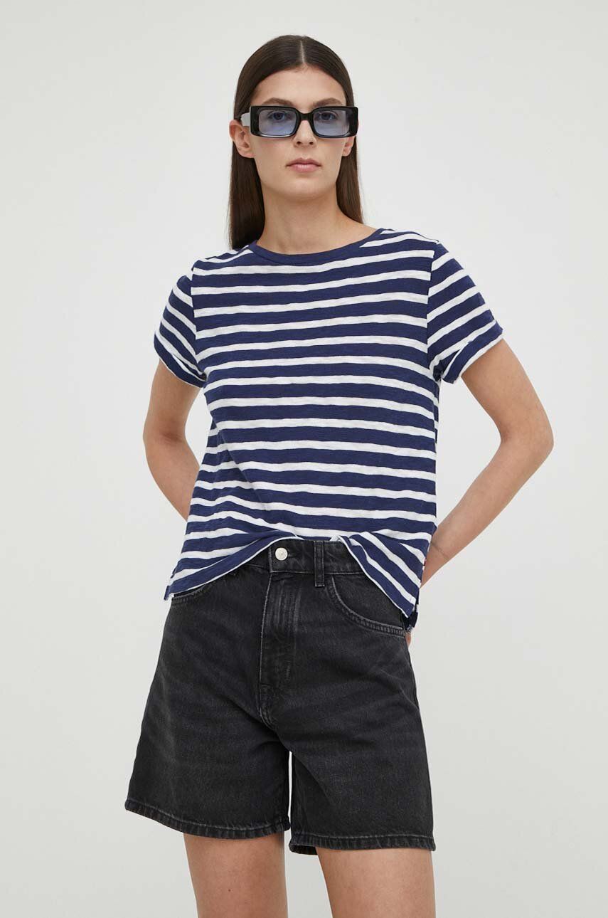 Levi's tricou din bumbac femei, culoarea albastru marin