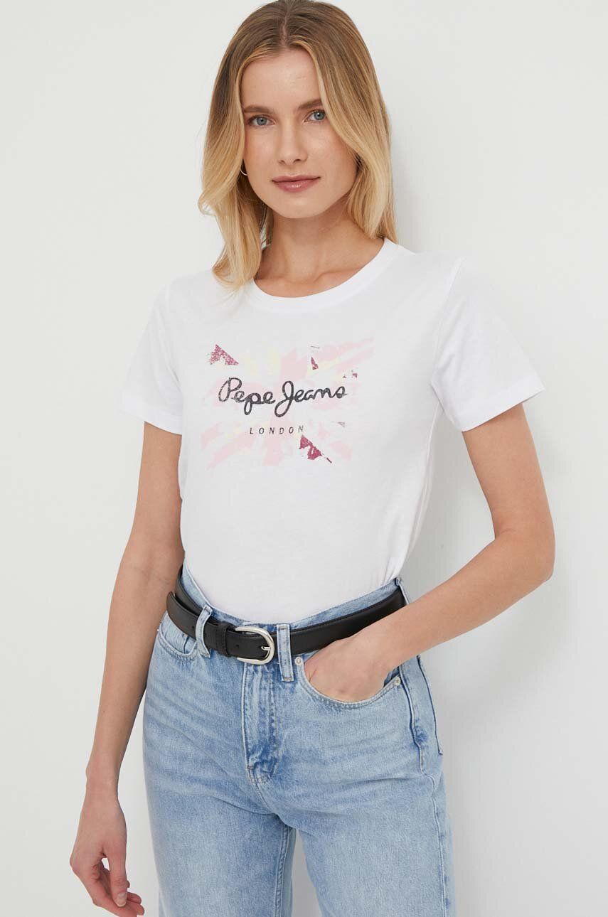 E-shop Bavlněné tričko Pepe Jeans Kallan bílá barva