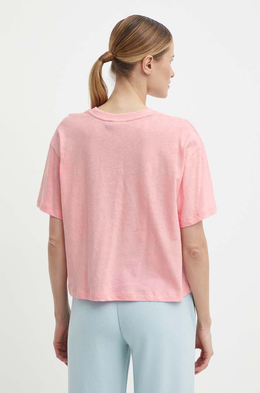 Μπλουζάκι με λινό μείγμα Picture Hampy χρώμα: ροζ, WTS483 φωτογραφία