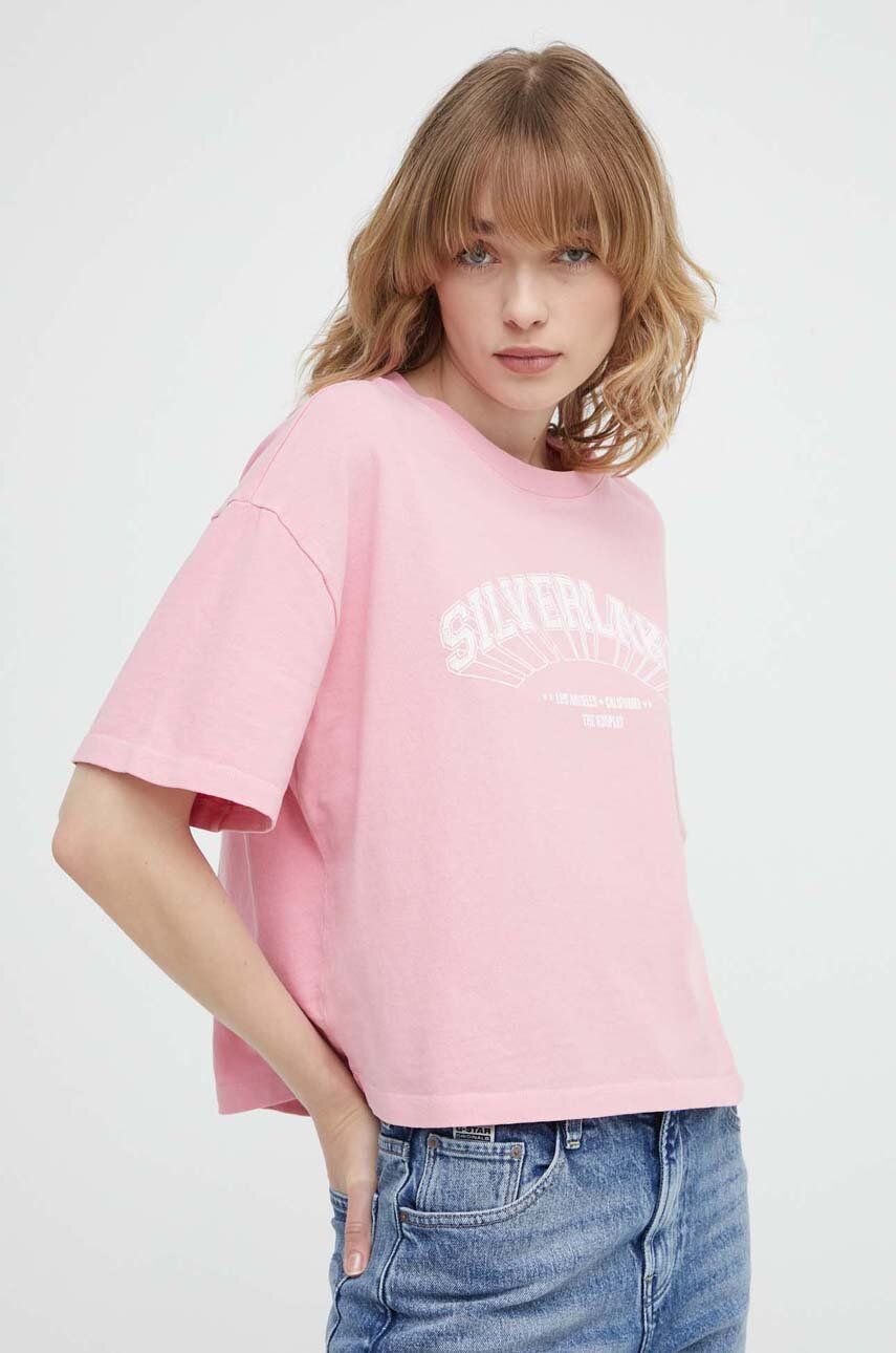 The Kooples tricou din bumbac femei, culoarea roz, FTSC28026K