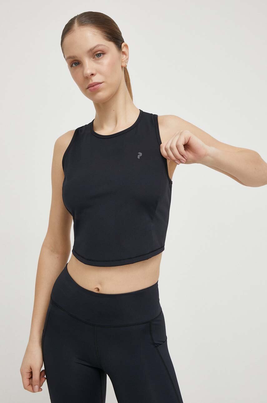 Αθλητικό top Peak Performance Power γυναικείο, χρώμα: μαύρο φωτογραφία