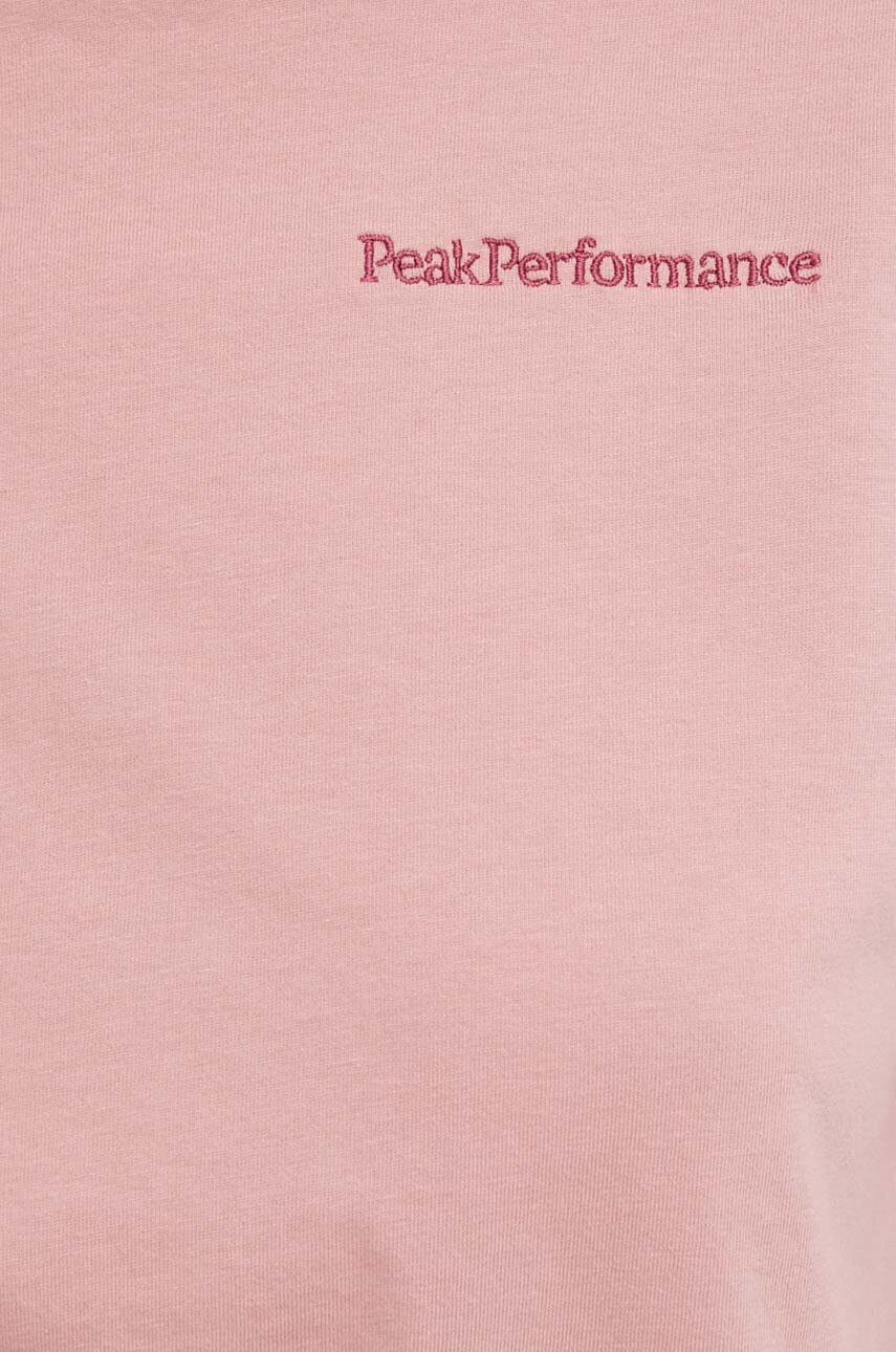 Βαμβακερό μπλουζάκι Peak Performance γυναικεία, χρώμα: ροζ φωτογραφία