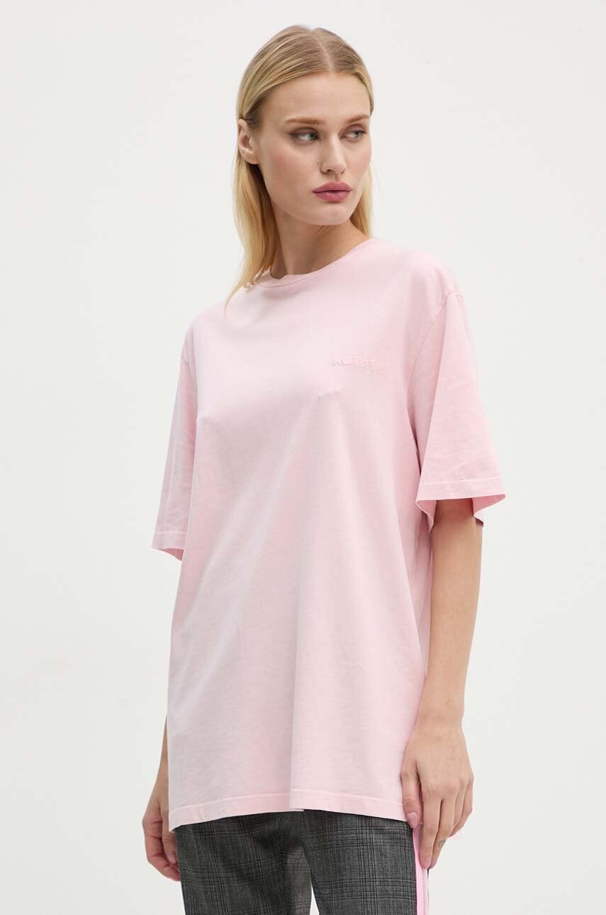 Rotate tricou din bumbac femei, culoarea roz