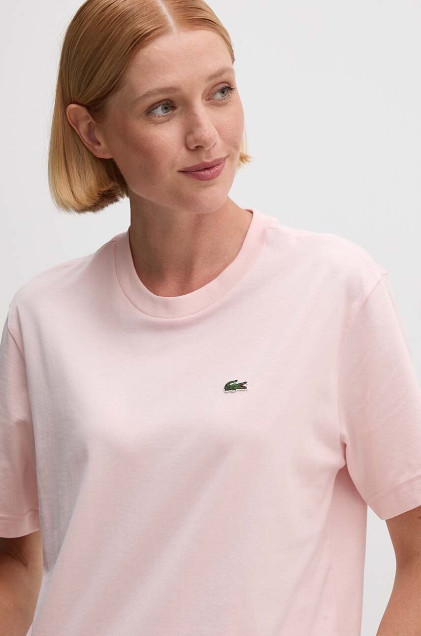 Lacoste tricou din bumbac femei, culoarea roz, TF7215
