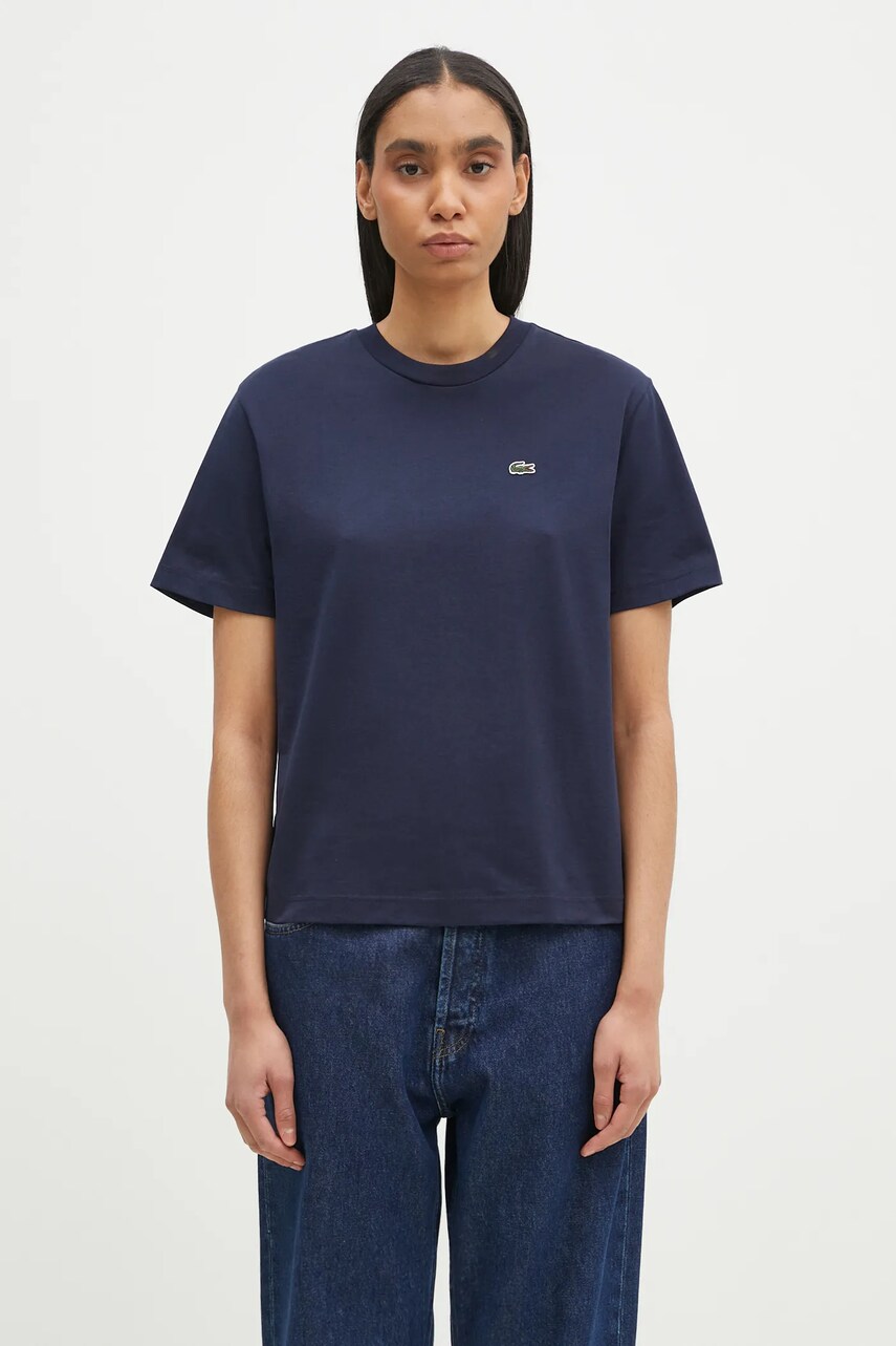 

Памучна тениска Lacoste в тъмносиньо TF7215, Тъмносин