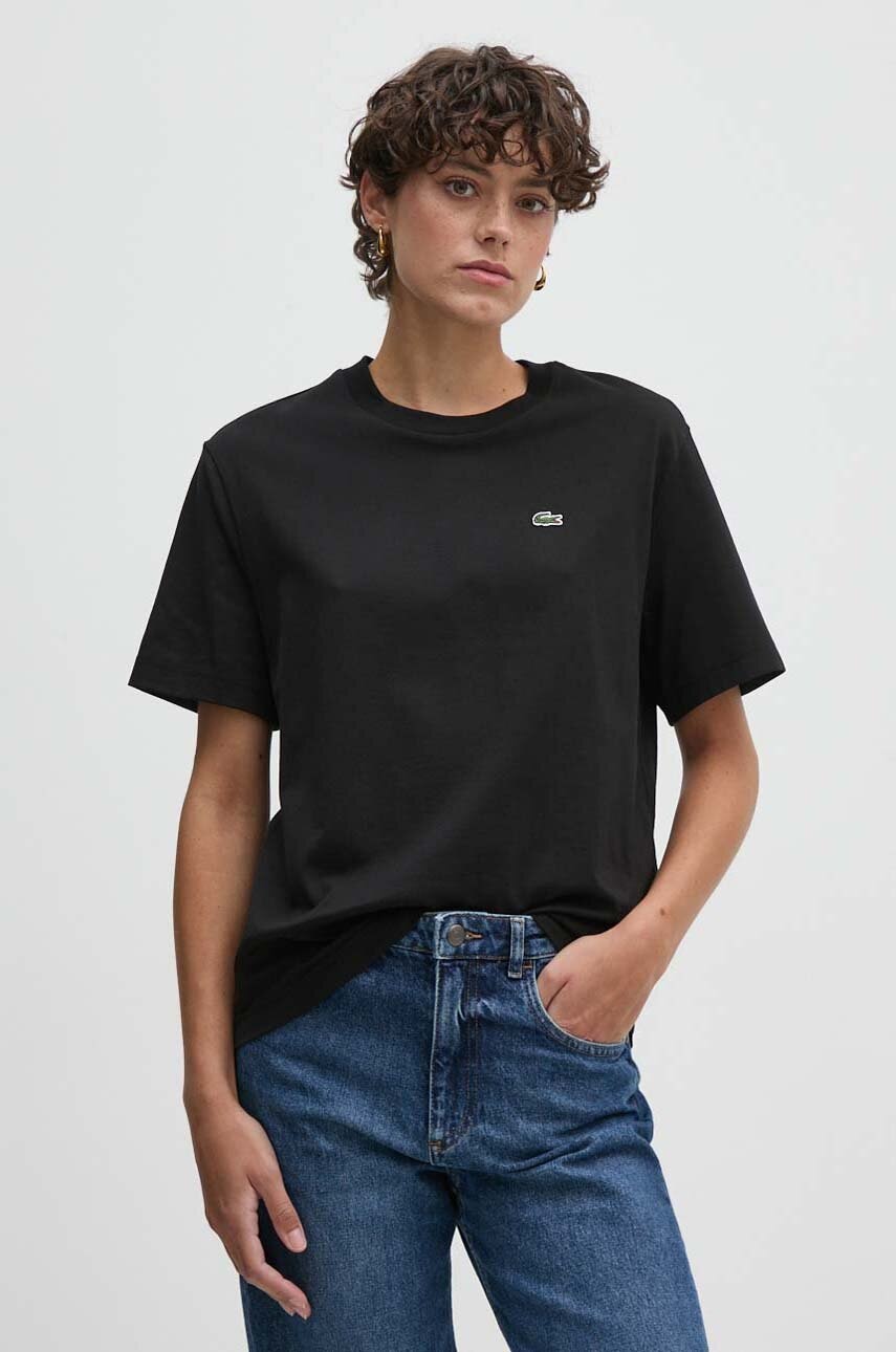 Lacoste tricou din bumbac femei, culoarea negru, TF7215