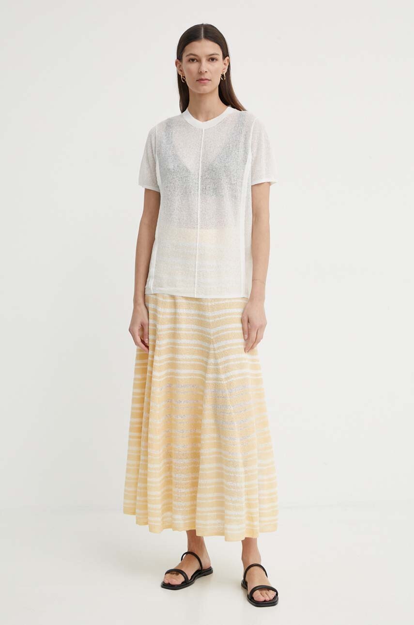 Μπλουζάκι με λινό μείγμα AERON CAYMEN χρώμα: μπεζ, AW24RSTO490489 φωτογραφία