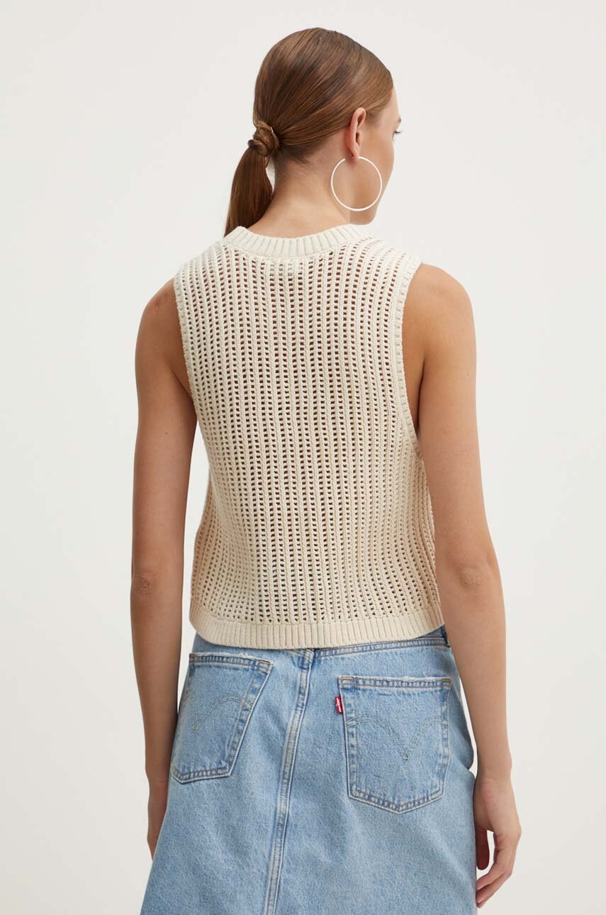 Bavlněná vesta Hollister Co. béžová barva