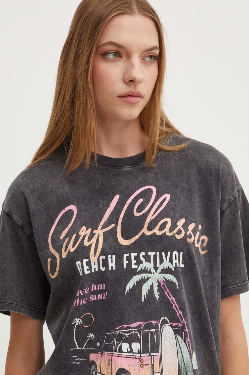

Памучна тениска Hollister Co. в сиво, Сив