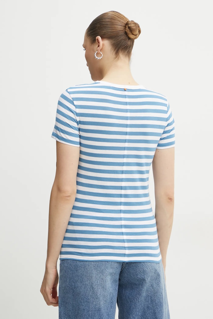 Βαμβακερό μπλουζάκι Boss Orange γυναικείο, χρώμα: μπλε, 50504192 φωτογραφία