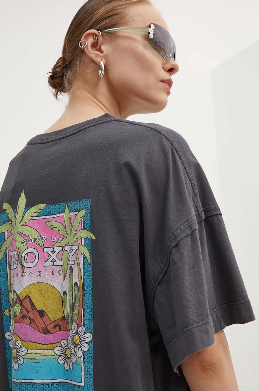 

Памучна тениска Roxy SWEETER SUN в сиво ERJZT05718, Сив