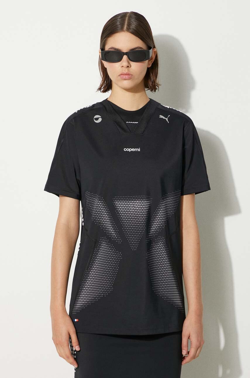 Coperni tricou PUMA x COPERNI Football Jersey femei, culoarea negru, 62798201 Coperni tricou PUMA x COPERNI Football Jersey femei, culoarea negru, 62798201