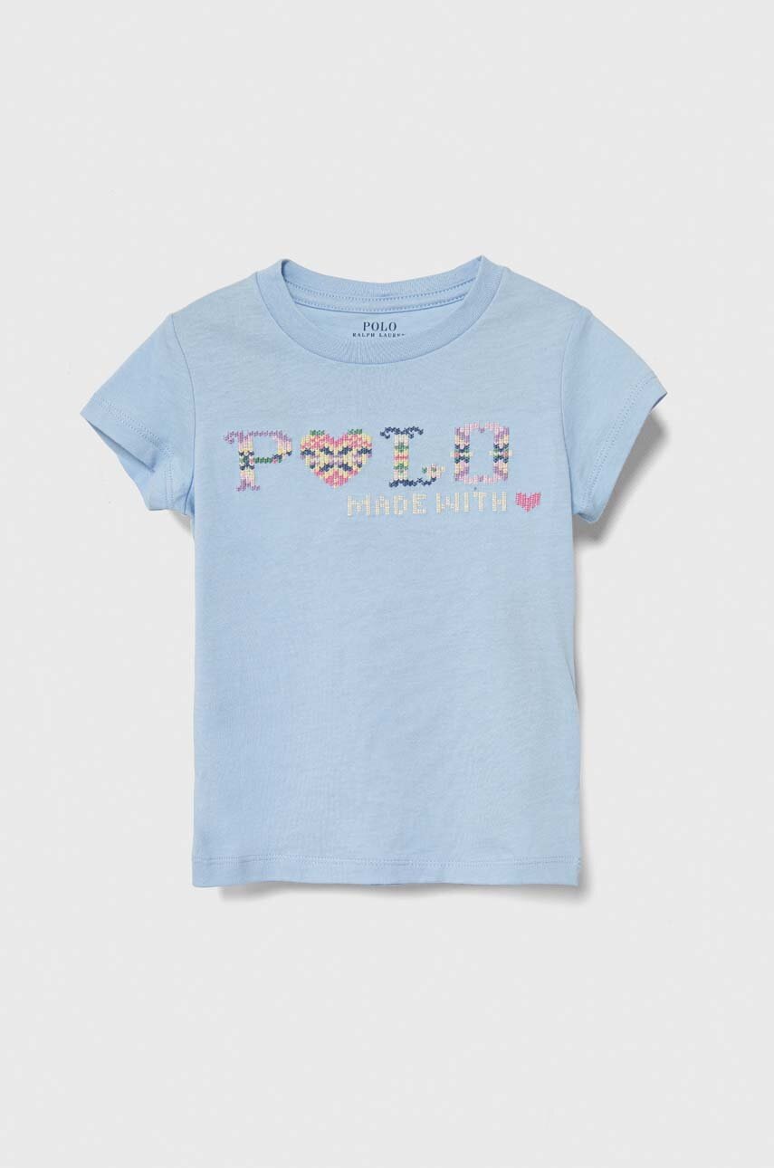 

Детска памучна тениска Polo Ralph Lauren в синьо, Син