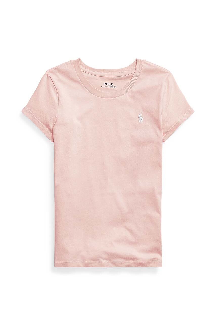 Levně Dětské bavlněné tričko Polo Ralph Lauren růžová barva