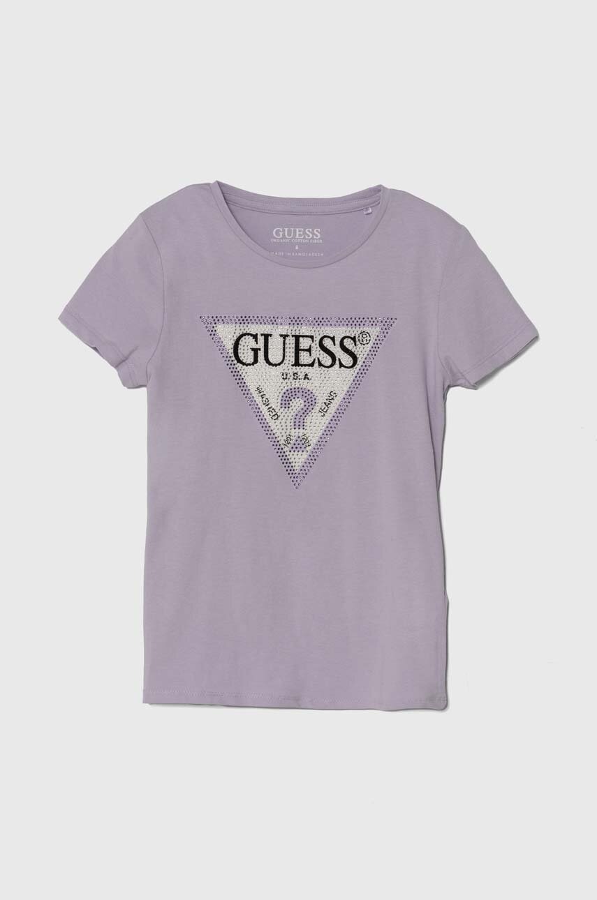 

Детска тениска Guess в розово, Виолетов