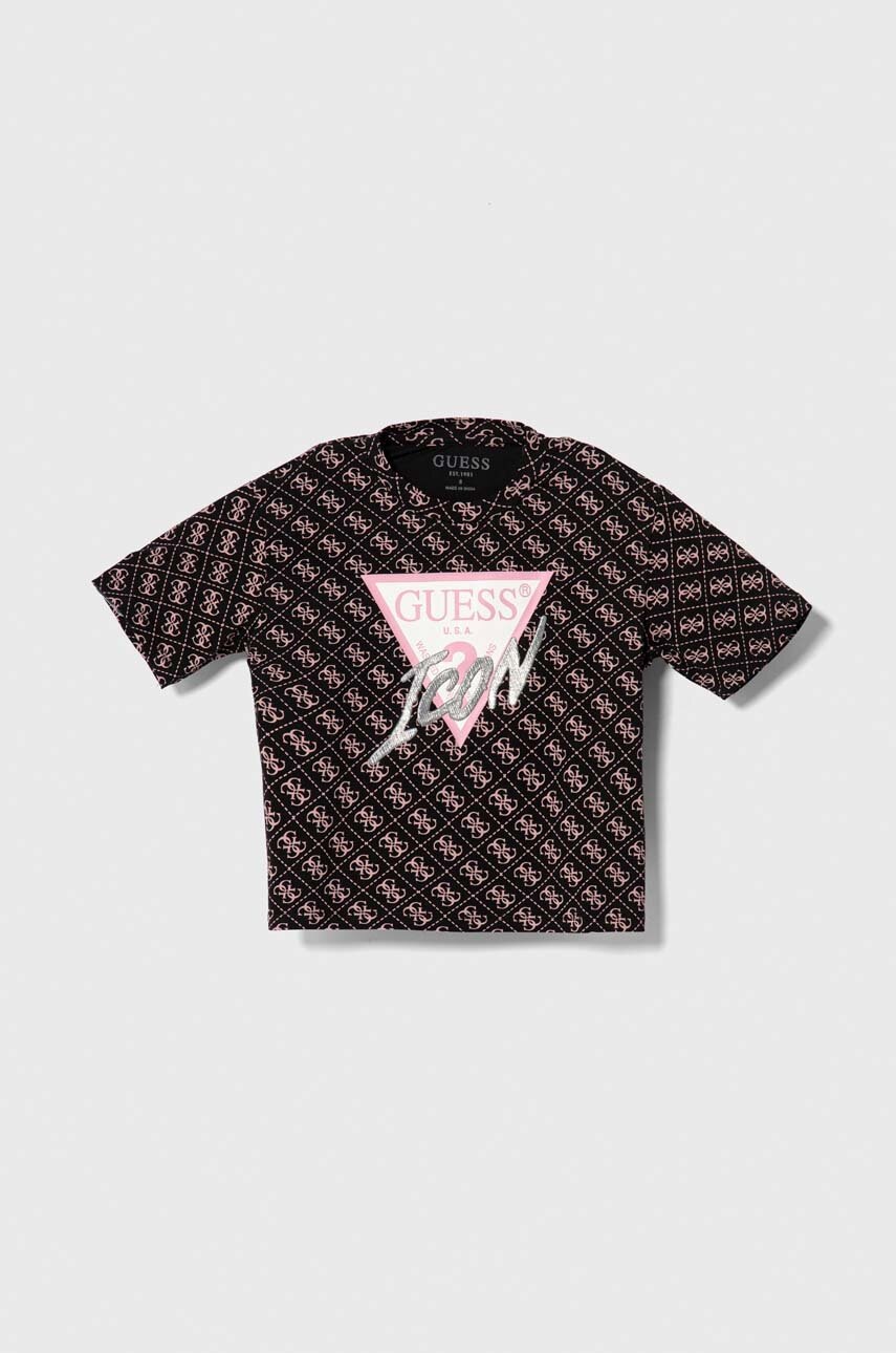 

Детска тениска Guess в черно, Черен