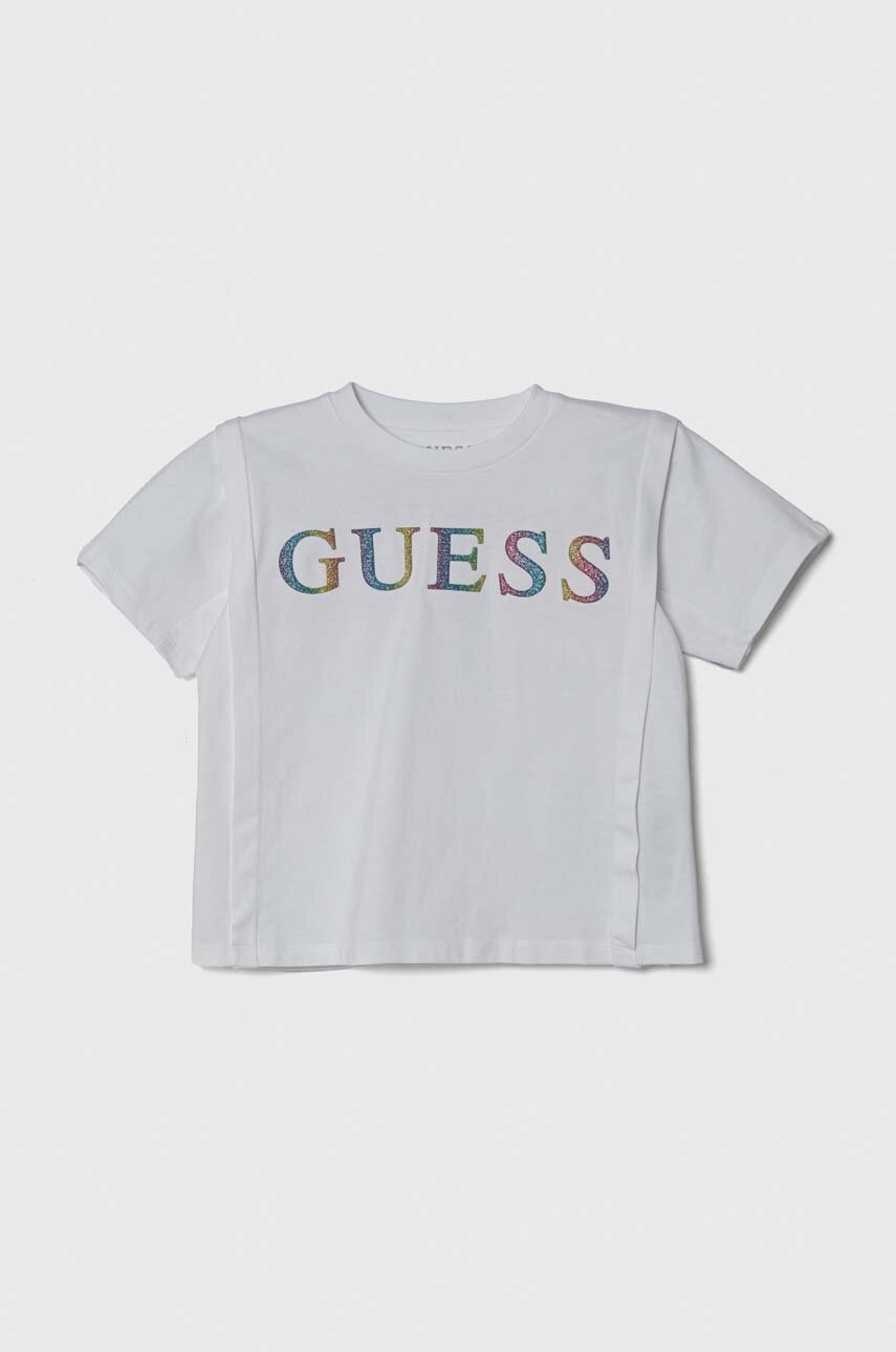 

Памучна тениска Guess в бяло, Бял