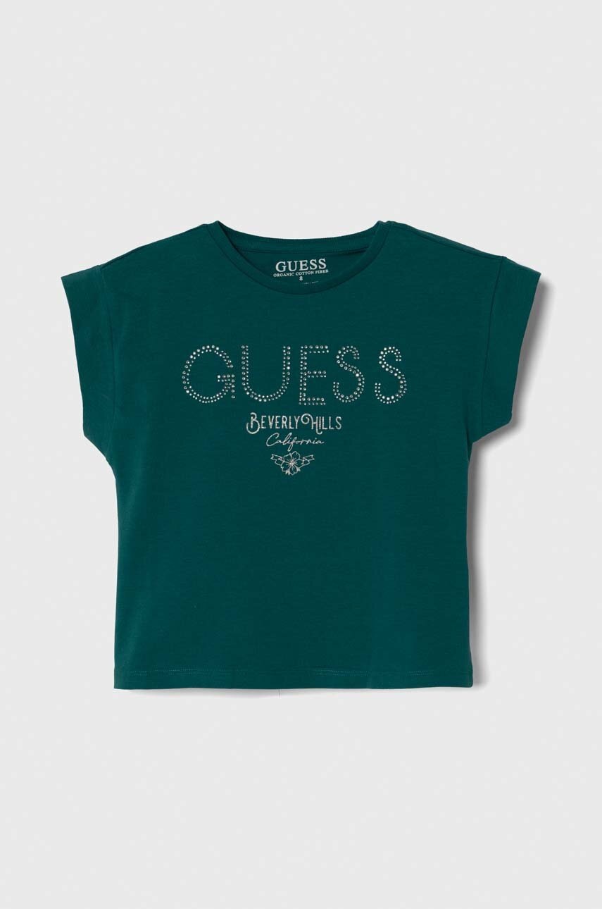 

Дитяча футболка Guess колір зелений