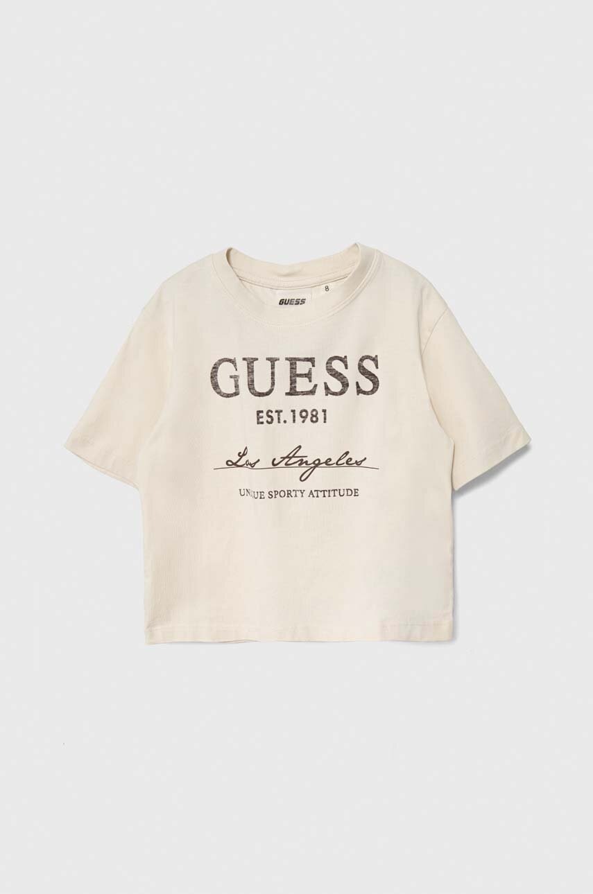 Хлопковая футболка Guess цвет бежевый