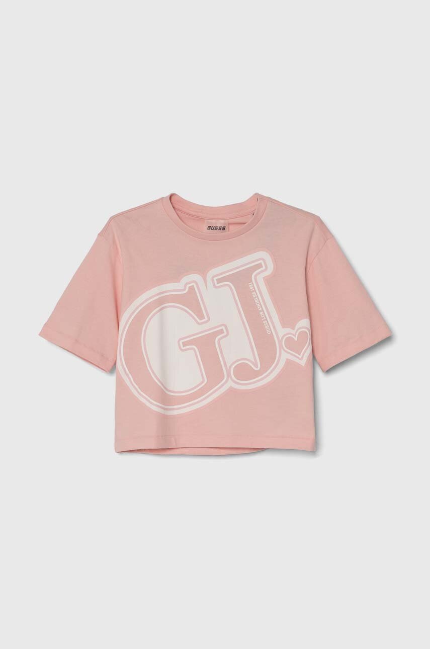 Бавовняна футболка Guess колір рожевий