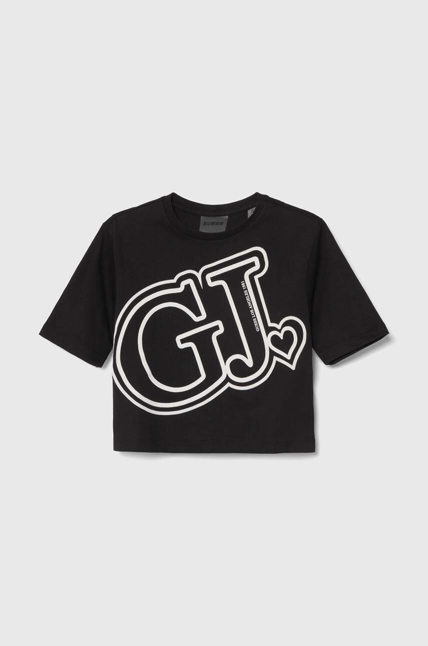 

Памучна тениска Guess в черно, Черен