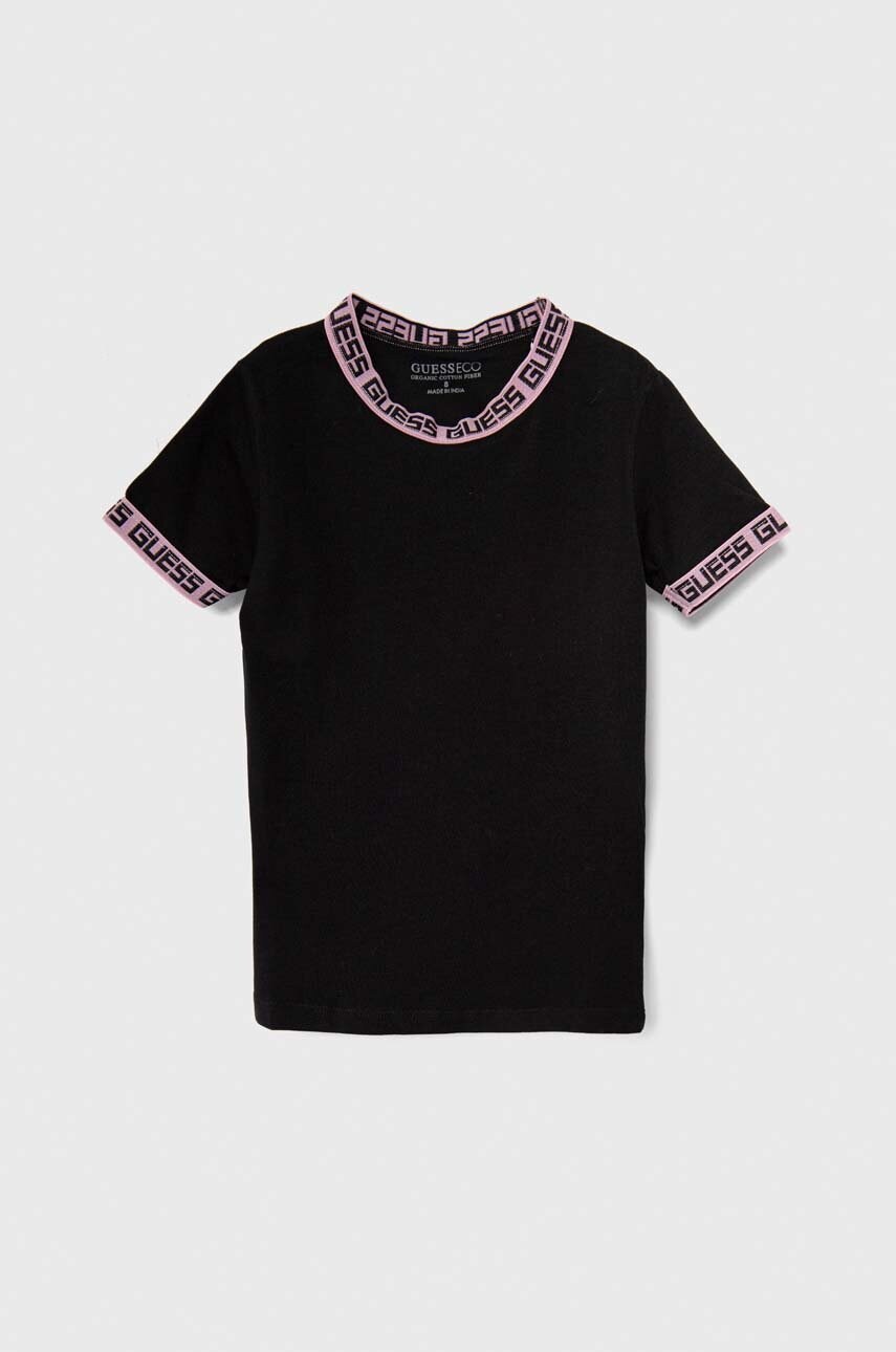 

Детска тениска Guess в черно, Черен