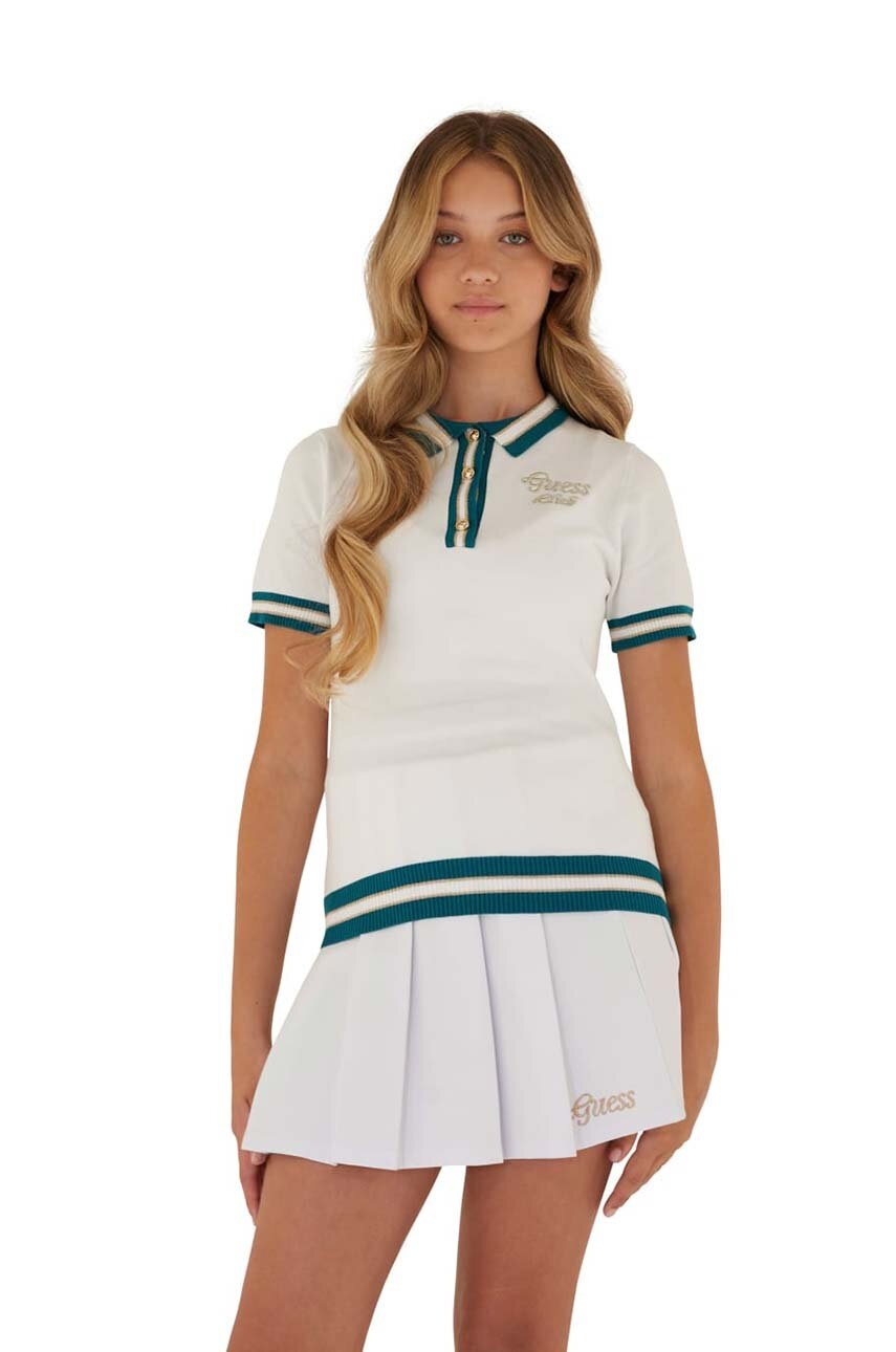 Детская футболка Guess цвет белый с воротником Детская футболка Guess цвет белый с воротником