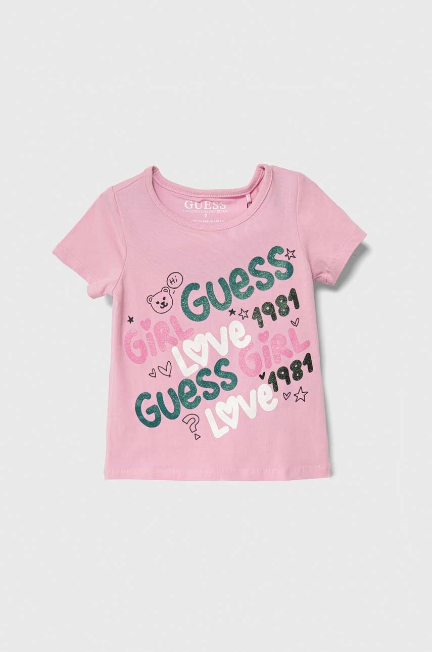 Детская футболка Guess цвет розовый Детская футболка Guess цвет розовый