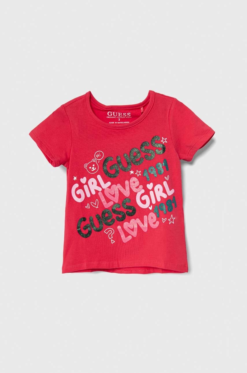 

Дитяча футболка Guess колір рожевий
