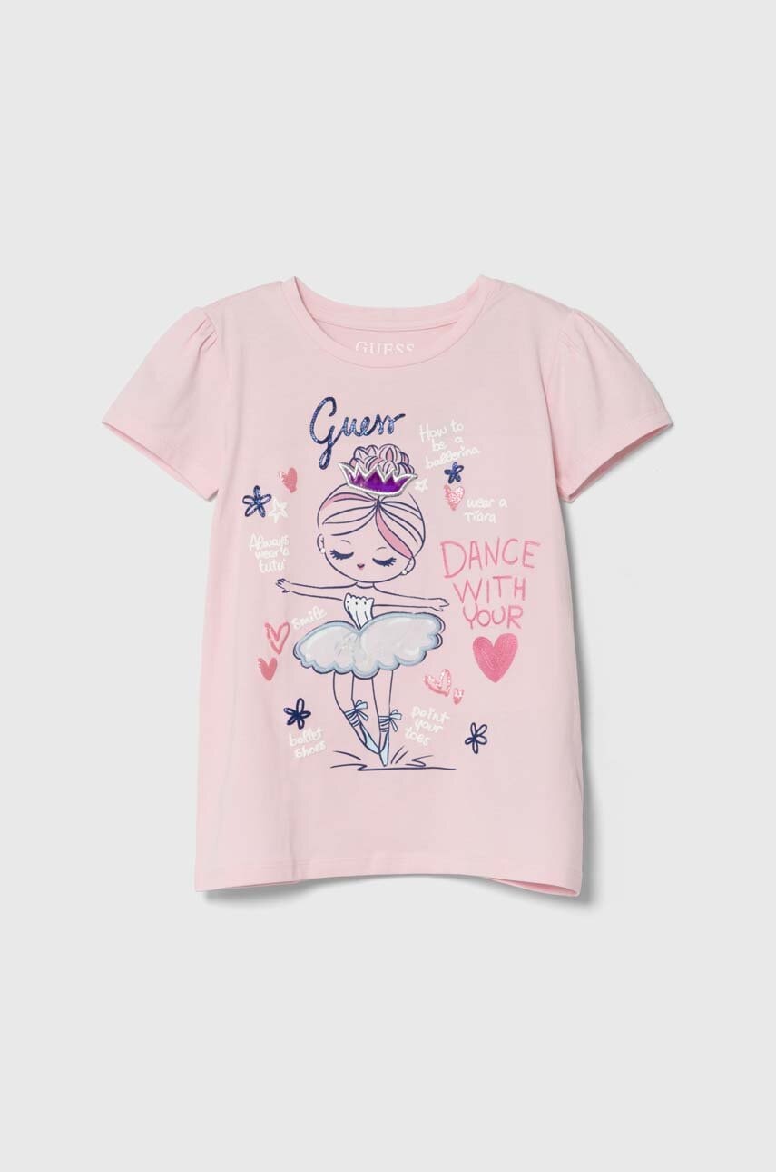 Детская футболка Guess цвет розовый Детская футболка Guess цвет розовый