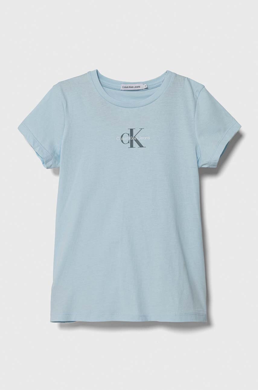 

Детска памучна тениска Calvin Klein Jeans в синьо, Син