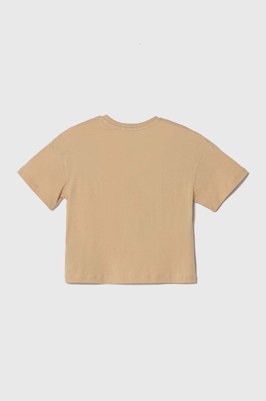 Детская хлопковая футболка Calvin Klein Jeans цвет бежевый Детская хлопковая футболка Calvin Klein Jeans цвет бежевый