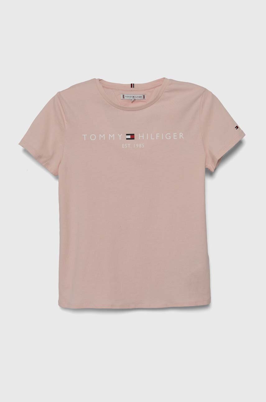 

Детская хлопковая футболка Tommy Hilfiger цвет розовый