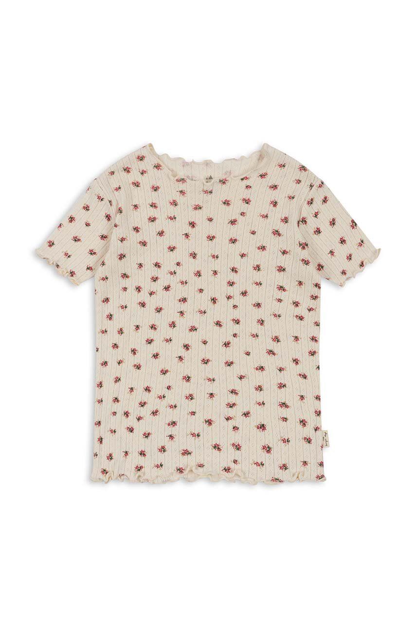 Levně Dětské bavlněné tričko Konges Sløjd béžová barva