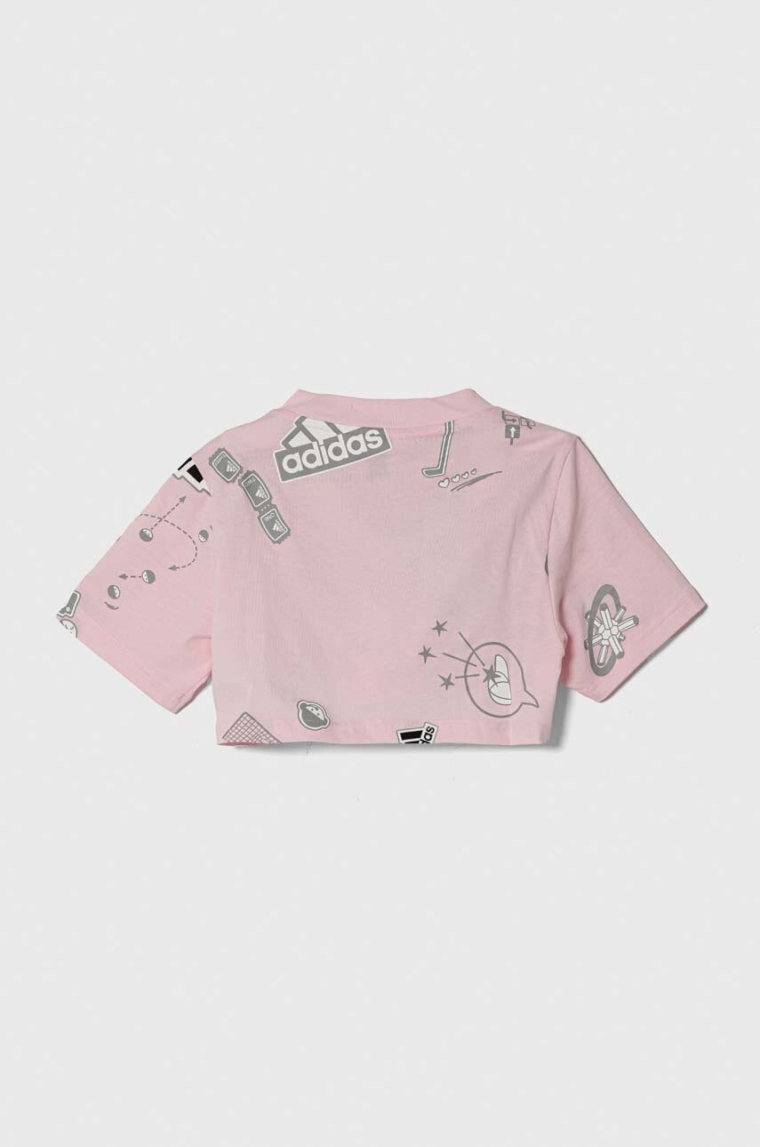 Детская хлопковая футболка adidas цвет розовый Детская хлопковая футболка adidas цвет розовый