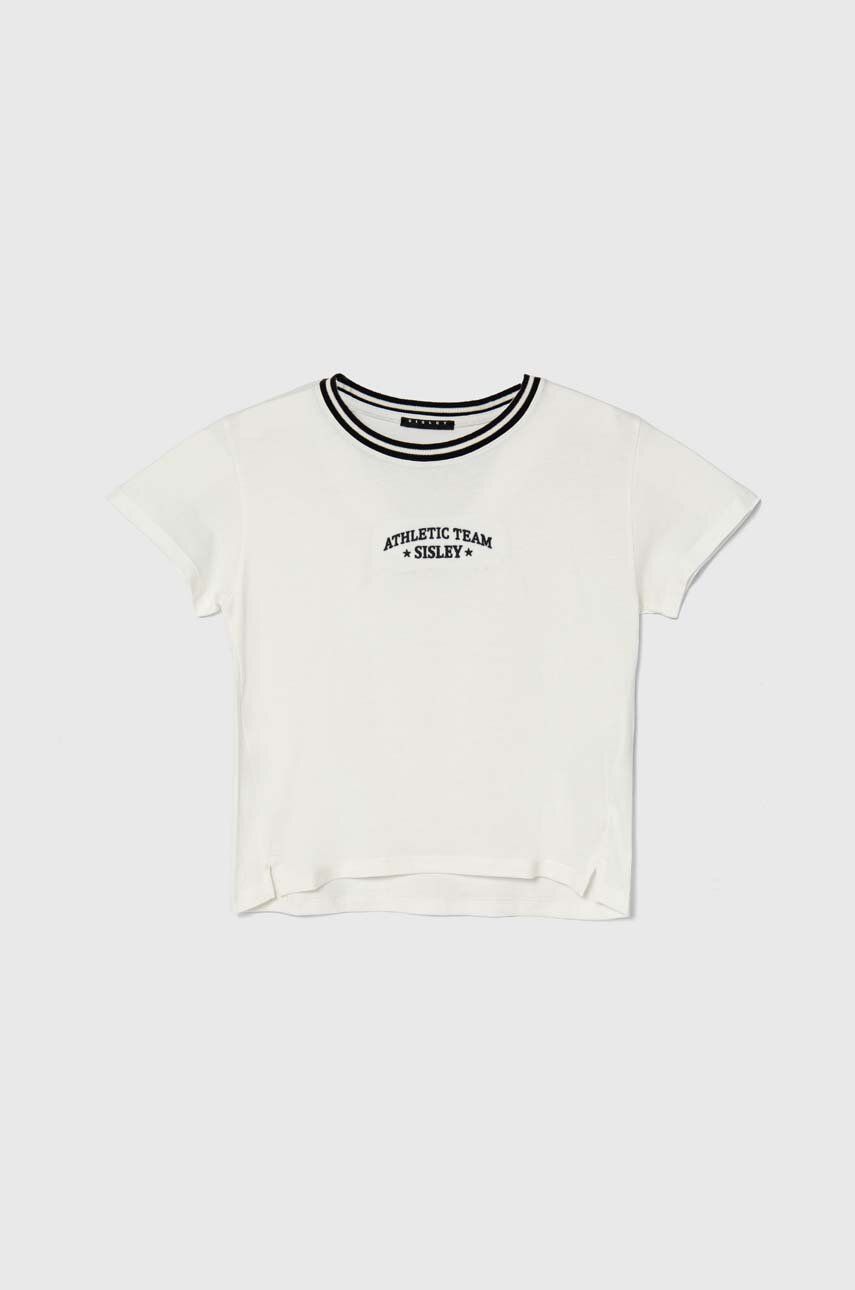 Sisley tricou de bumbac pentru copii culoarea alb