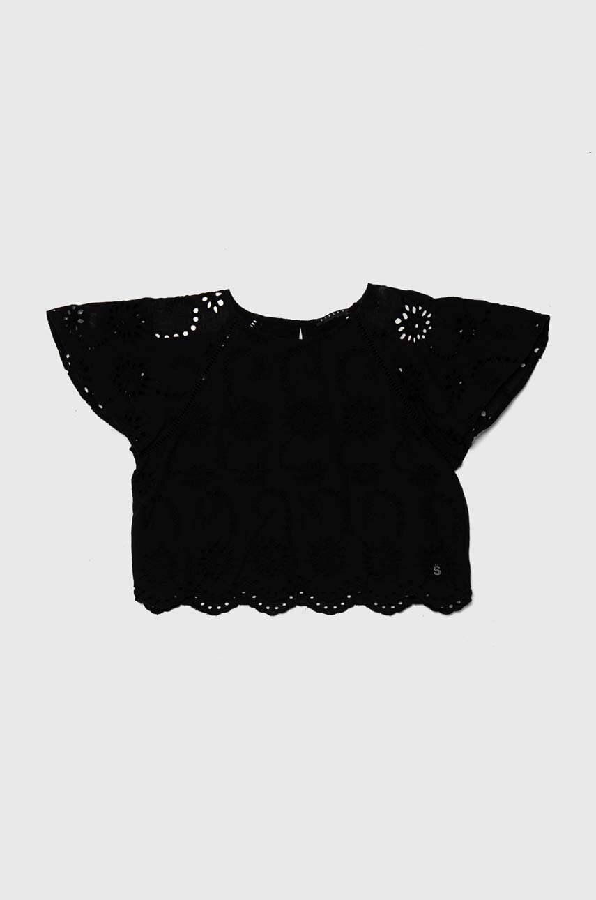 Sisley bluza copii culoarea negru, neted Sisley bluza copii culoarea negru, neted