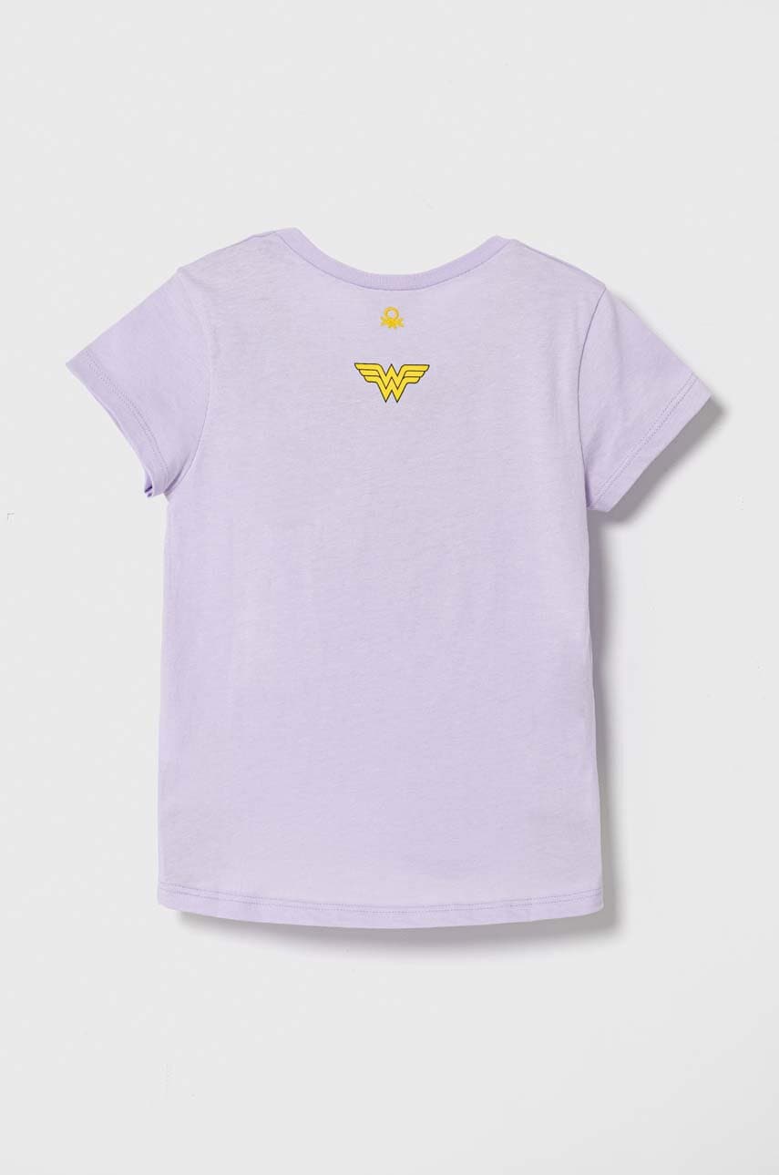 Детская хлопковая футболка United Colors of Benetton цвет фиолетовый Детская хлопковая футболка United Colors of Benetton цвет фиолетовый