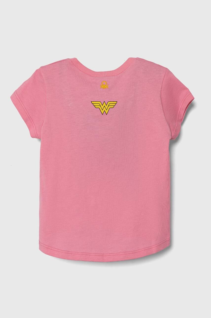 Дитяча бавовняна футболка United Colors of Benetton колір рожевий